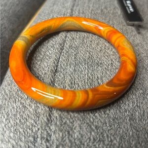 Vibrant Orange Agate Bangle Bracelet